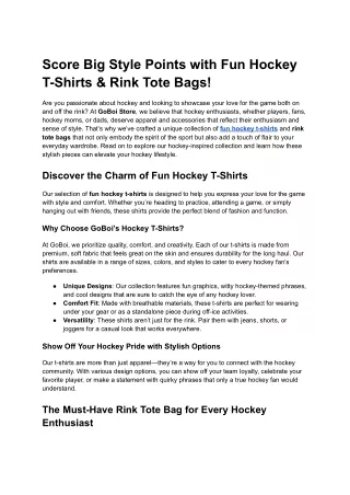 Score Big Style Points with Fun Hockey T-Shirts & Rink Tote Bags!