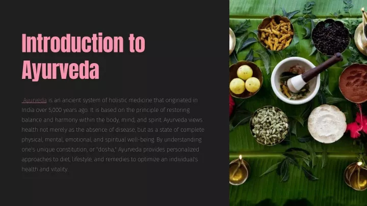 introduction to ayurveda