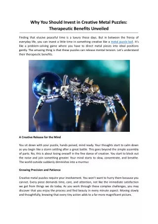 Why You Should Invest in Creative Metal Puzzles Therapeutic Benefits Unveiled