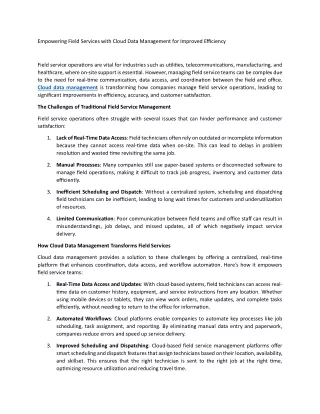 Empowering Field Services with Cloud Data Management for Improved Efficiency