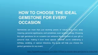 How to Choose the Ideal Gemstone for Every Occasion