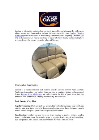 Contact Leather Care Melbourne for Expert Leather Services
