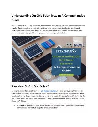 understanding on grid solar system