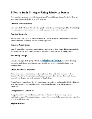 effective study strategies using salesforce dumps