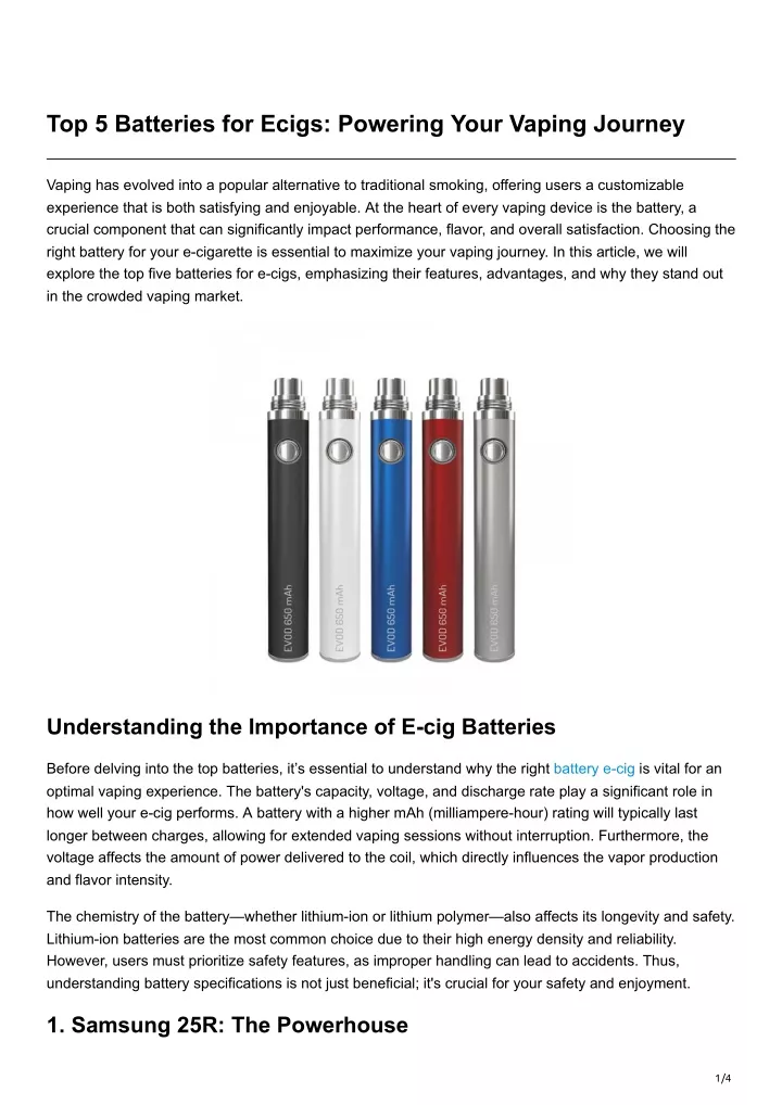 top 5 batteries for ecigs powering your vaping