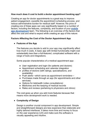 How much does it cost to build a doctor appointment booking app