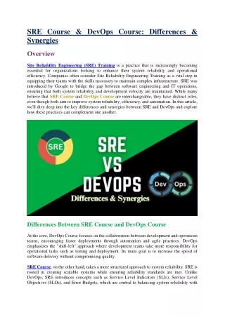 sre course devops course differences synergies