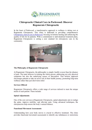 Get Expert Chiropractic Care in Parkwood - Regenerate Chiropractic
