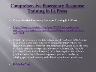 Comprehensive Emergency Response Training in La Presa