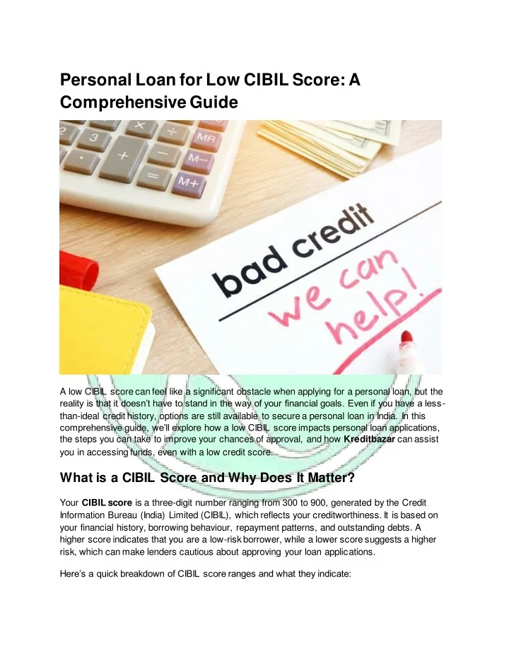 PPT - Personal Loan for Low CIBIL Scores PowerPoint Presentation, free ...