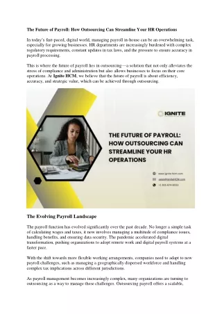 The Future of Payroll: How Outsourcing Can Streamline Your HR Operations