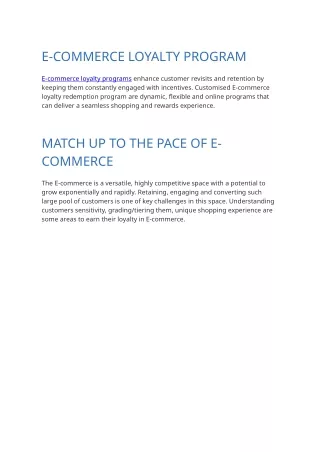 E-commerce Loyalty Program