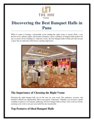 Discovering the Best Banquet Halls in Pune