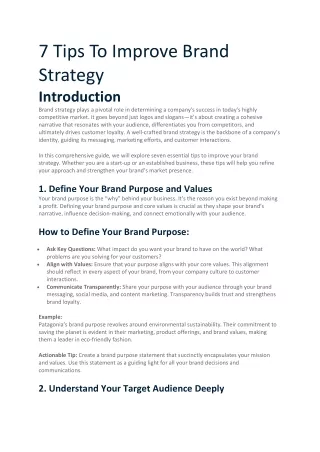 7 Tips To Improve Brand Strategy