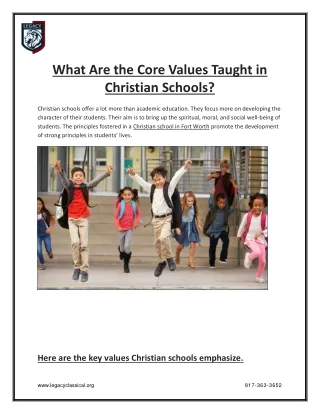 What Are the Core Values Taught in Christian Schools_
