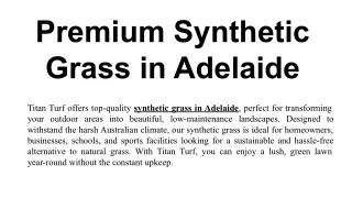 Premium Synthetic Grass in Adelaide