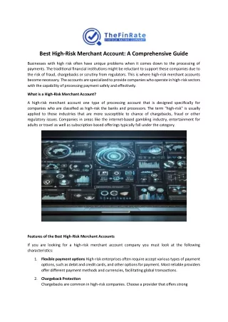 Best High Risk Merchant Account