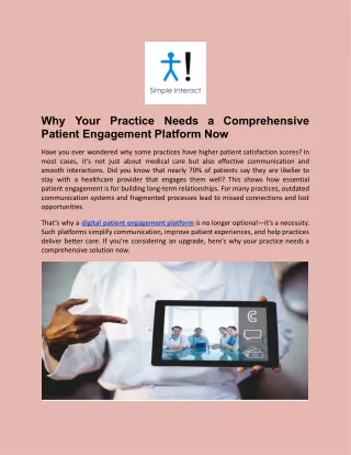 Why Your Practice Needs a Comprehensive Patient Engagement Platform Now