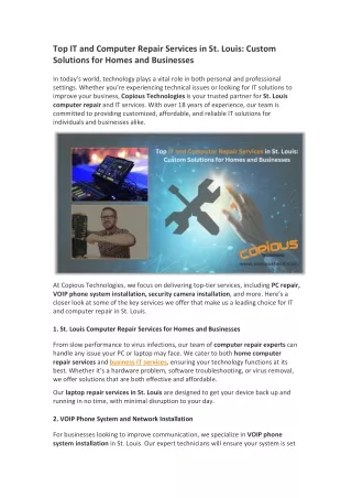 Top IT and Computer Repair Services in St. Louis Custom Solutions for Homes and Businesses