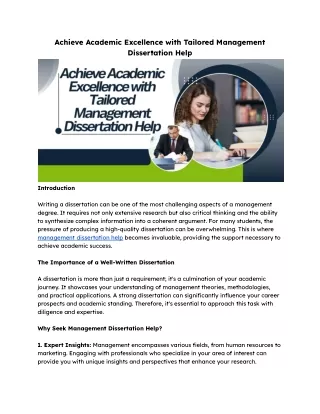 Achieve Academic Excellence with Tailored Management Dissertation Help