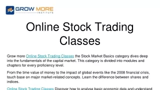 Online Stock Trading Classes