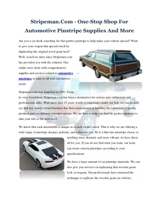 Stripeman.Com - One-Stop Shop For Automotive Pinstripe Supplies And More