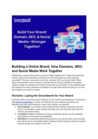 Building a Online Brand: How Domains, SEO, and Social Media Work Together