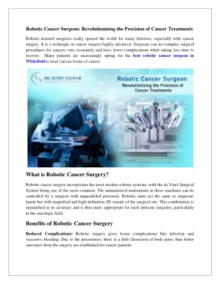 Robotic Cancer Surgeon Revolutionizing the Precision of Cancer Treatments