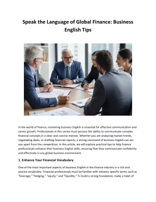 Speak the Language of Global Finance: Business English Tips