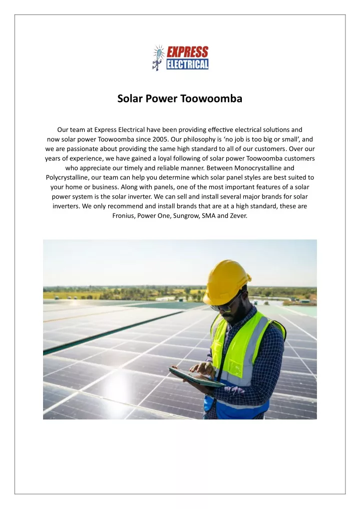 solar power toowoomba