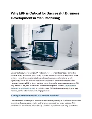Why ERP is Critical for Successful Business Development in Manufacturing
