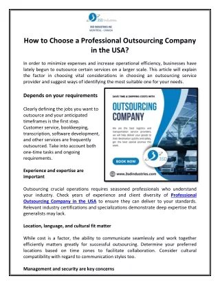 Choose a Professional Outsourcing Company in the USA