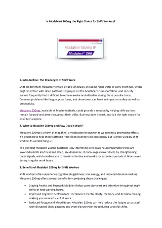 Is Modaleart 200mg the Right Choice for Shift Workers