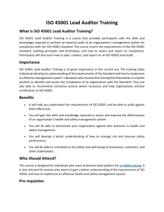 ISO 45001 Training