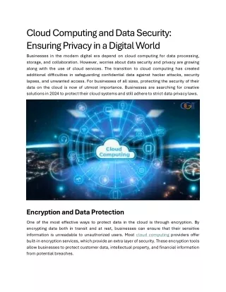 cloud computing and data security ensuring