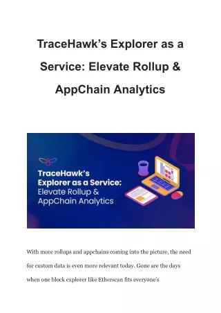 TraceHawk’s Explorer as a Service: Elevate Rollup & AppChain Analytics