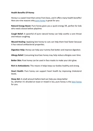 health benefits of honey honey is a sweet treat