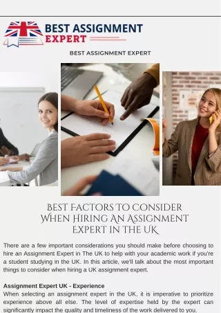 Best Factors To Consider When Hiring An Assignment Expert in the UK