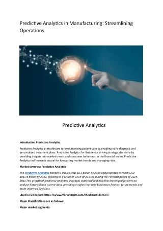 predictive analytics in manufacturing