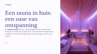 Een sauna in huis een oase van ontspanning