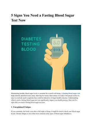 5 Signs You Need a Fasting Blood Sugar Test Now