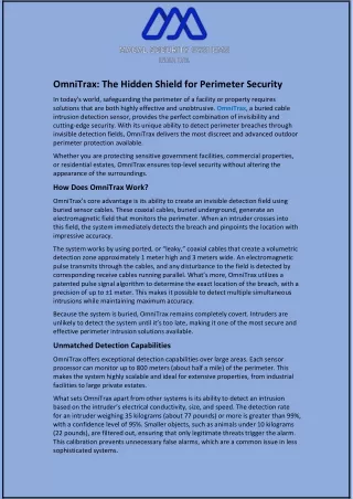 omnitrax the hidden shield for perimeter security