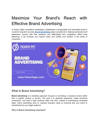 Maximize Your Brand's Reach with Effective Brand Advertising
