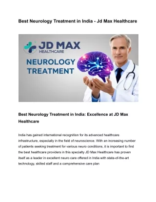 Best Neurology Treatment in India -  JD Max Healthcare
