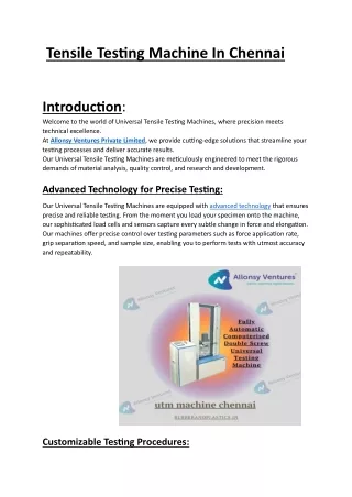 tensile testing machine in chennai