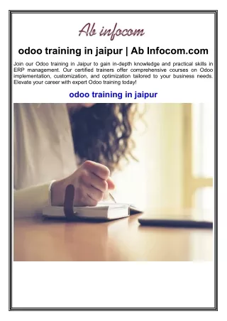 odoo training in jaipur ab infocom com