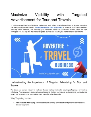 Maximize Visibility with Targeted Advertisement for Tour and Travels