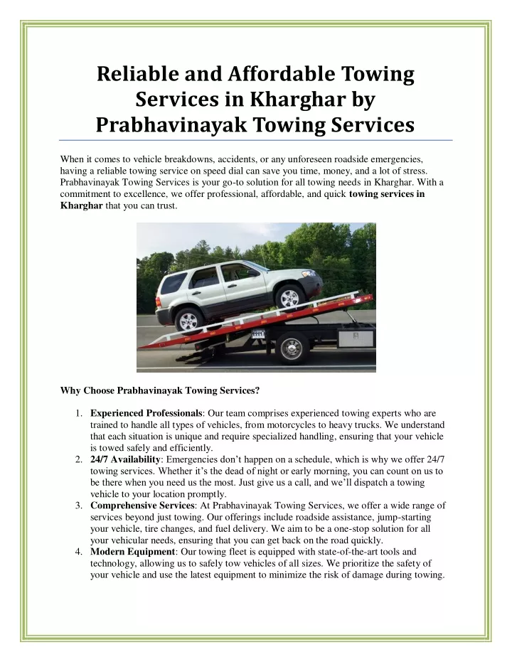 reliable and affordable towing services