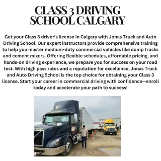 Class 3 Driving School Calgary | Professional Training at Jonas Truck and Auto D