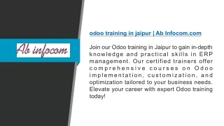 odoo training in jaipur ab infocom com